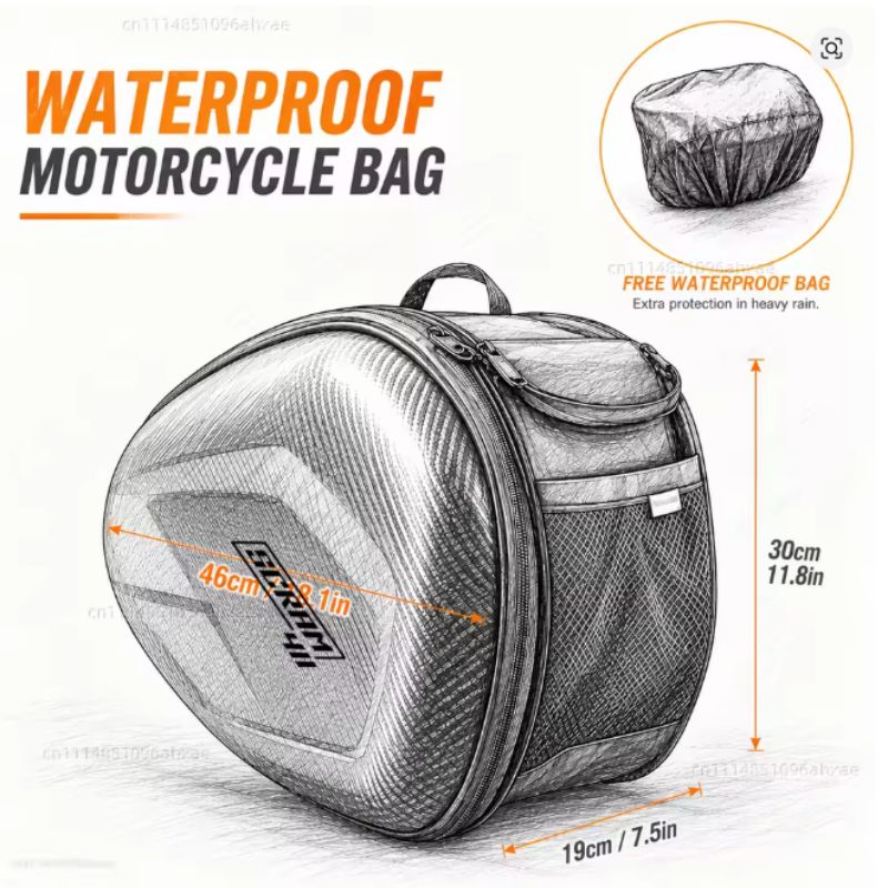 Bolsa Alforje Lateral Moto 58L Universal Expansível - Imagem de detalhe 3