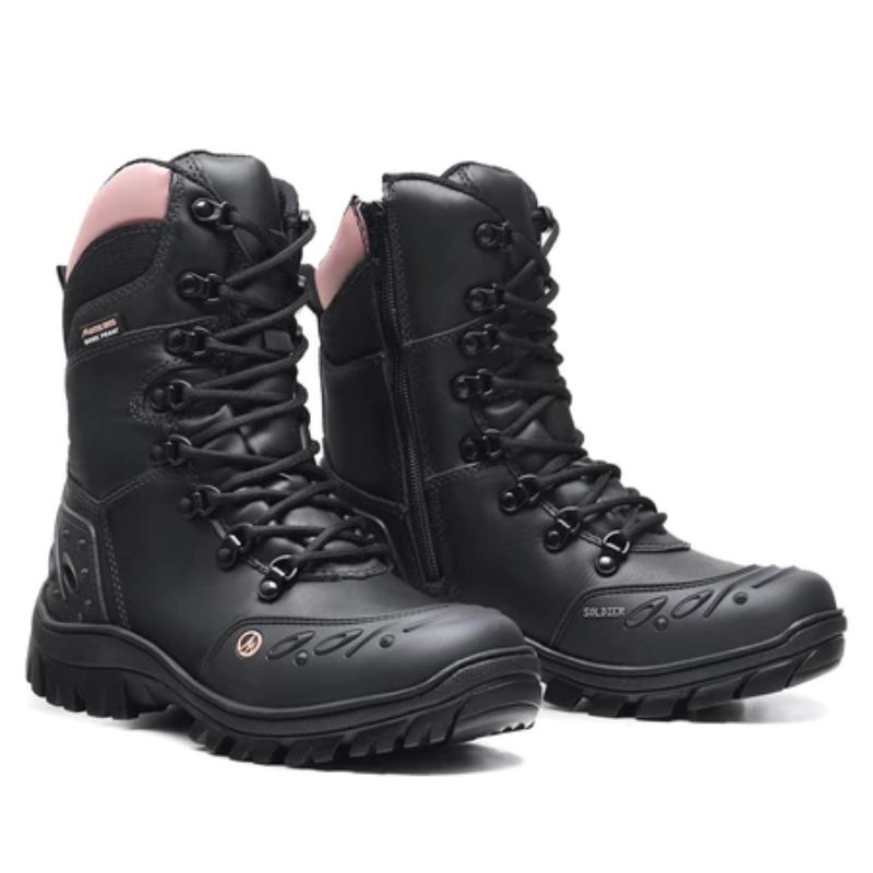 Bota Couro Motociclista Feminina Master Boots - Imagem de detalhe 1