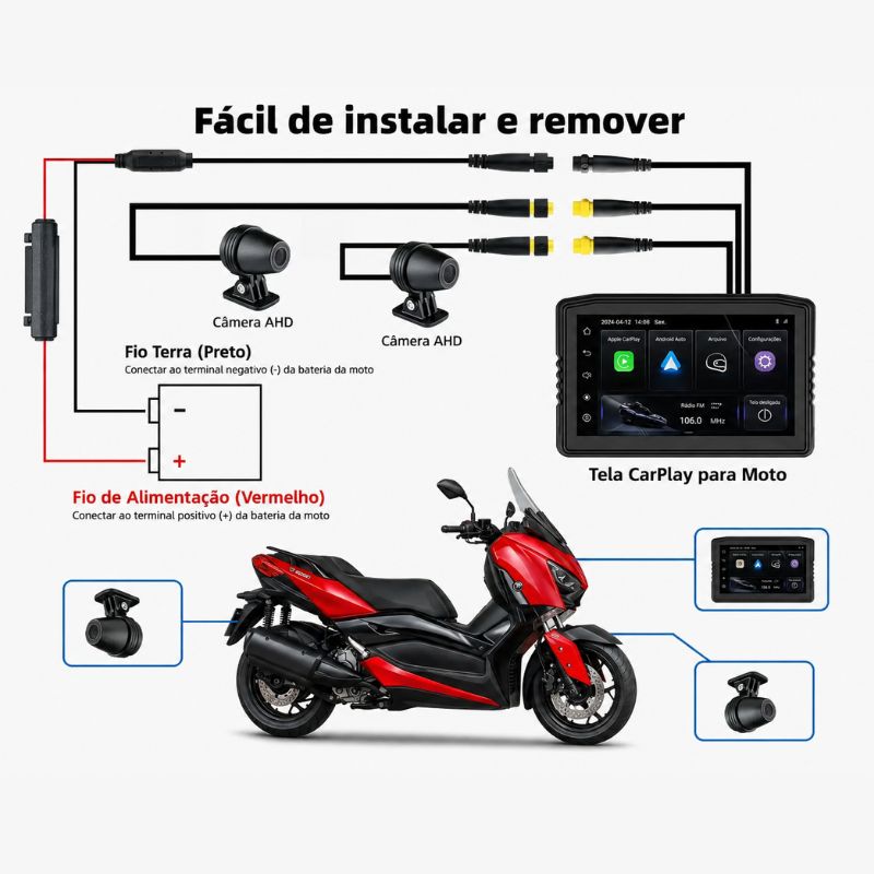 Central Multimídia para Moto Ekiy M8 com Câmera - Imagem de detalhe 1