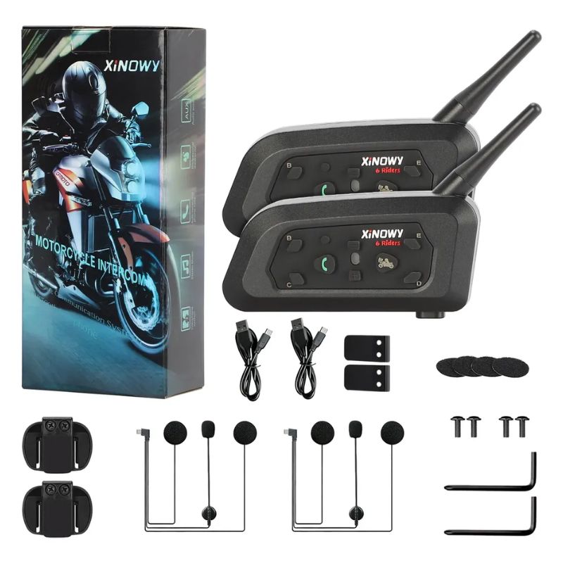 Intercomunicador V6 Plus Bluetooth para Capacete (Kit 2 Unidades) - Imagem de detalhe 1