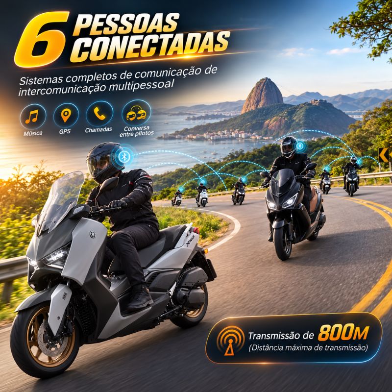 Intercomunicador V6 Plus Bluetooth para Capacete (Kit 2 Unidades) - Imagem de detalhe 2