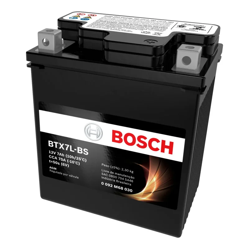 Bateria Bosch Btx7l Bs 7ah 12v Selada Agm Para Moto