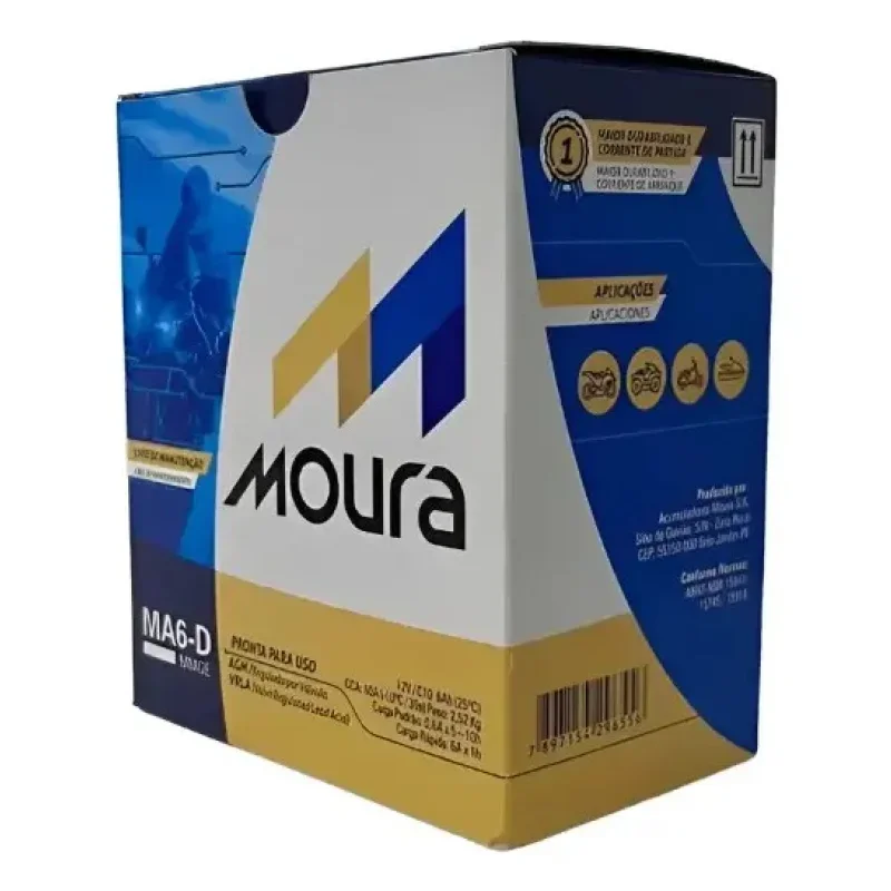 Bateria Moura MA6D 12V 6Ah para Moto Selada AGM