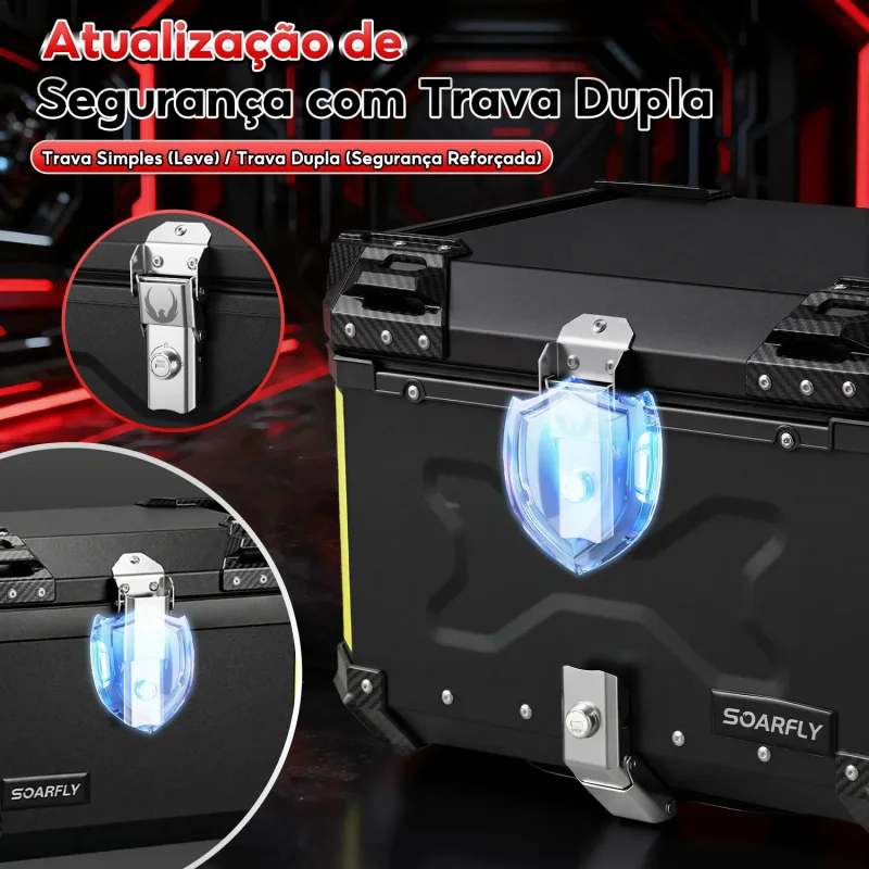 Bau Bauleto Moto 45 Litros Universal Soarfly Reforcado