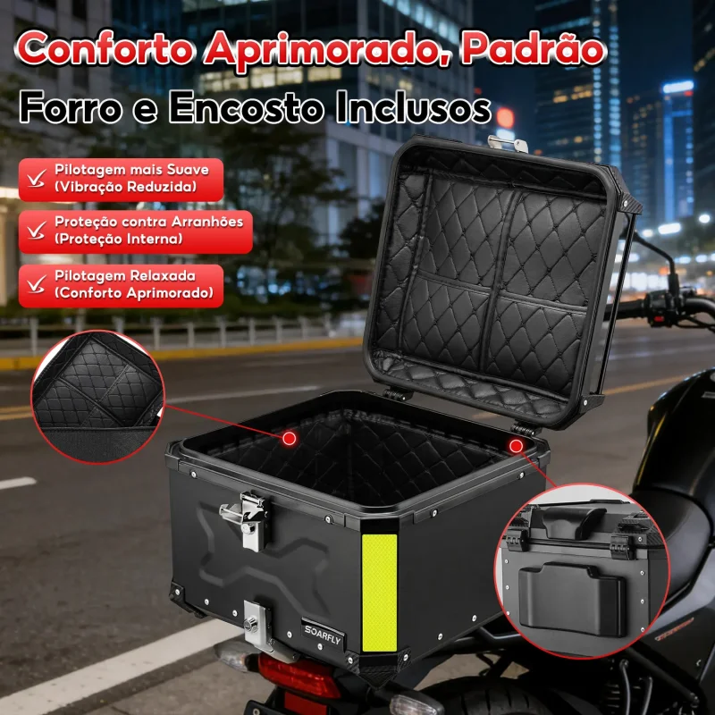 Bau Bauleto Moto 45 Litros Universal Soarfly Reforcado