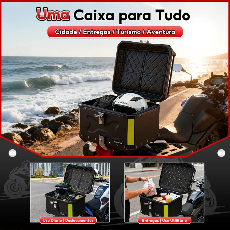 Bau Bauleto Moto 45 Litros Universal Soarfly Reforcado