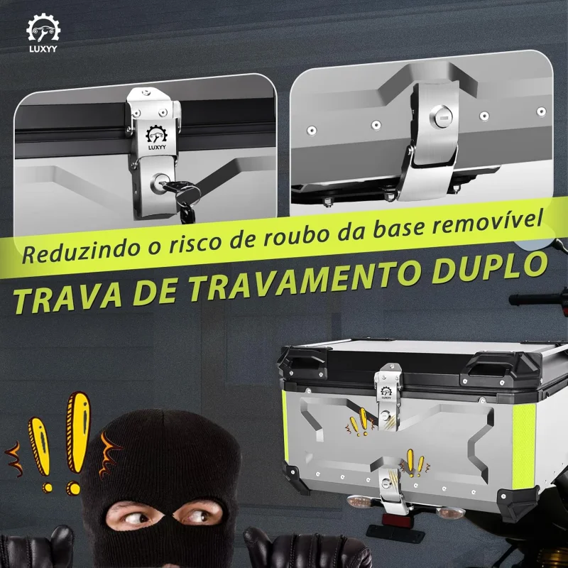 Bau Para Moto De Aluminio 65 Litros Luxyy Prata