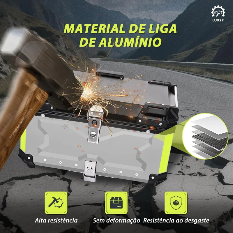 Bau Para Moto De Aluminio 65 Litros Luxyy Prata