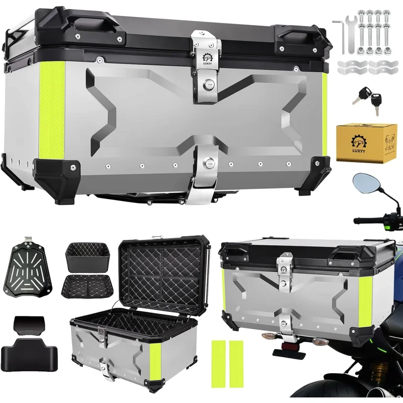 Bau Para Moto De Aluminio 65 Litros Luxyy Prata