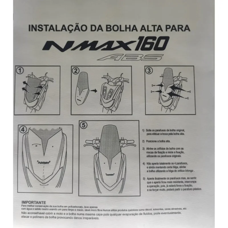 Bolha Para Brisa Alto Cristal Yamaha Nmax 160 2021 A 2024