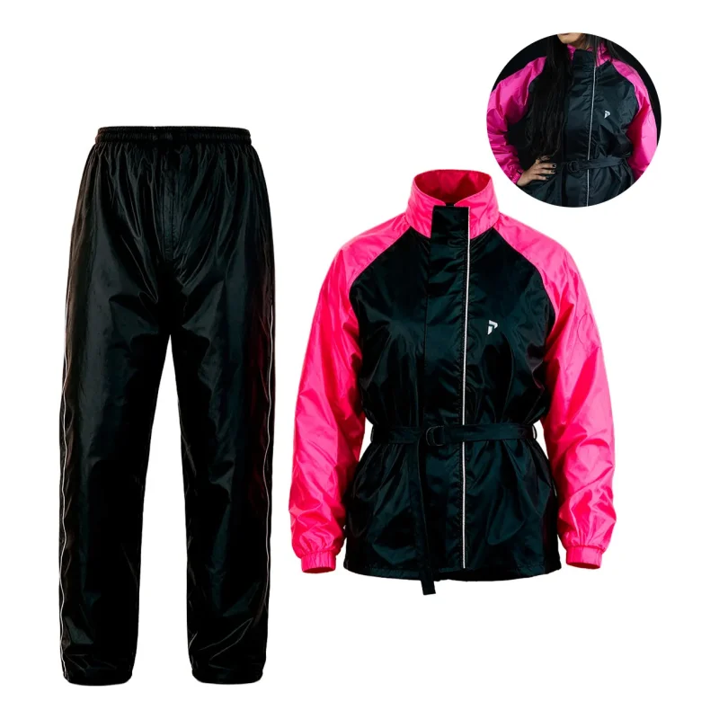 Capa de Chuva Moto Pioneira Traveller Nylon Feminina Preto Rosa