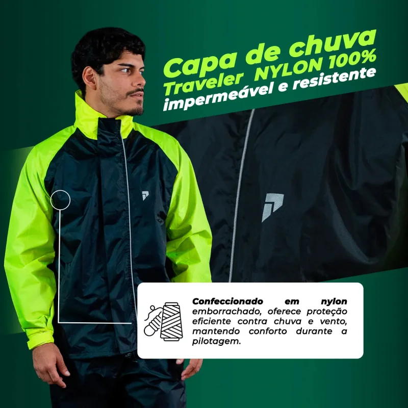 Capa De Chuva Moto Pioneira Traveller Nylon Impermeavel