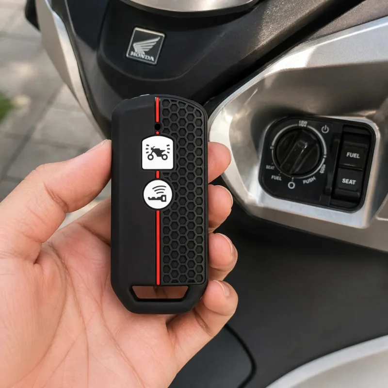 Detalhe do relevo dos botões na capa protetora Honda Smart Key