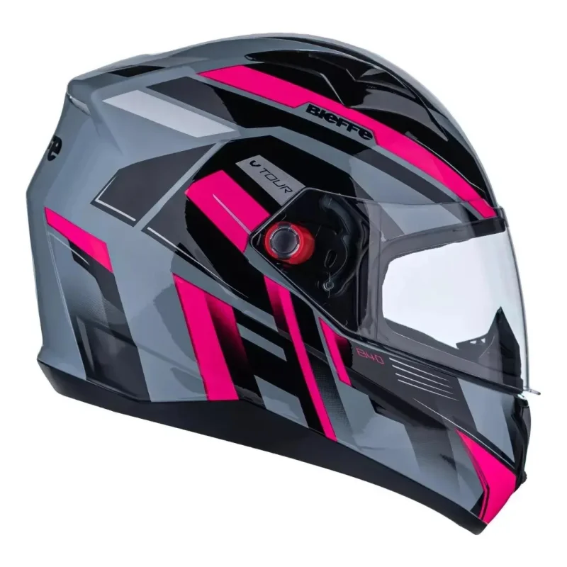 Capacete Bieffe B 40 Vtour Cinza Moon Pink Com Culos Interno