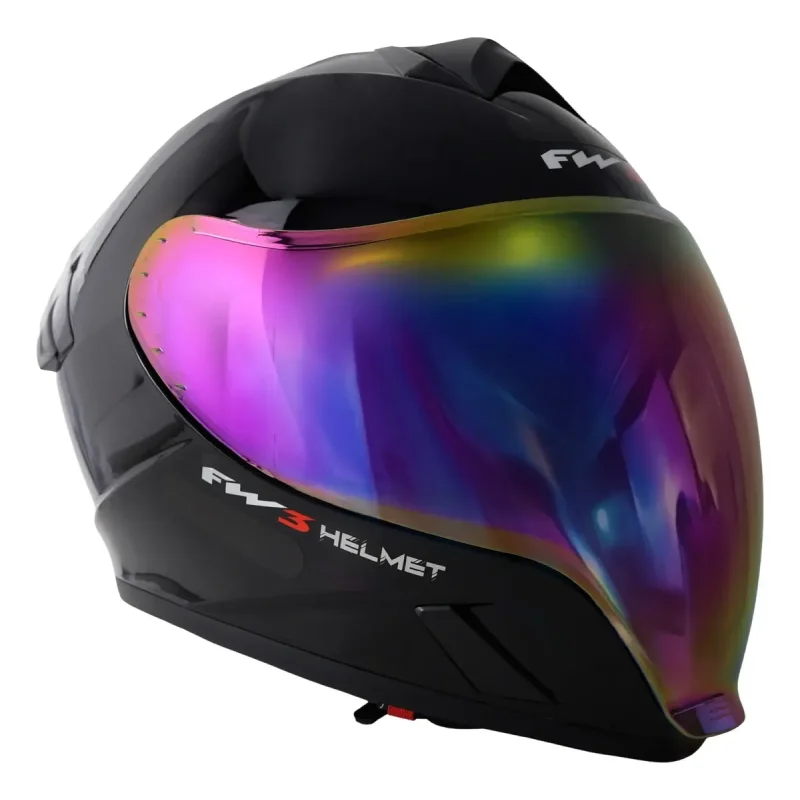Viseira Revo em policarbonato de alta resistência instalada no capacete FW3.