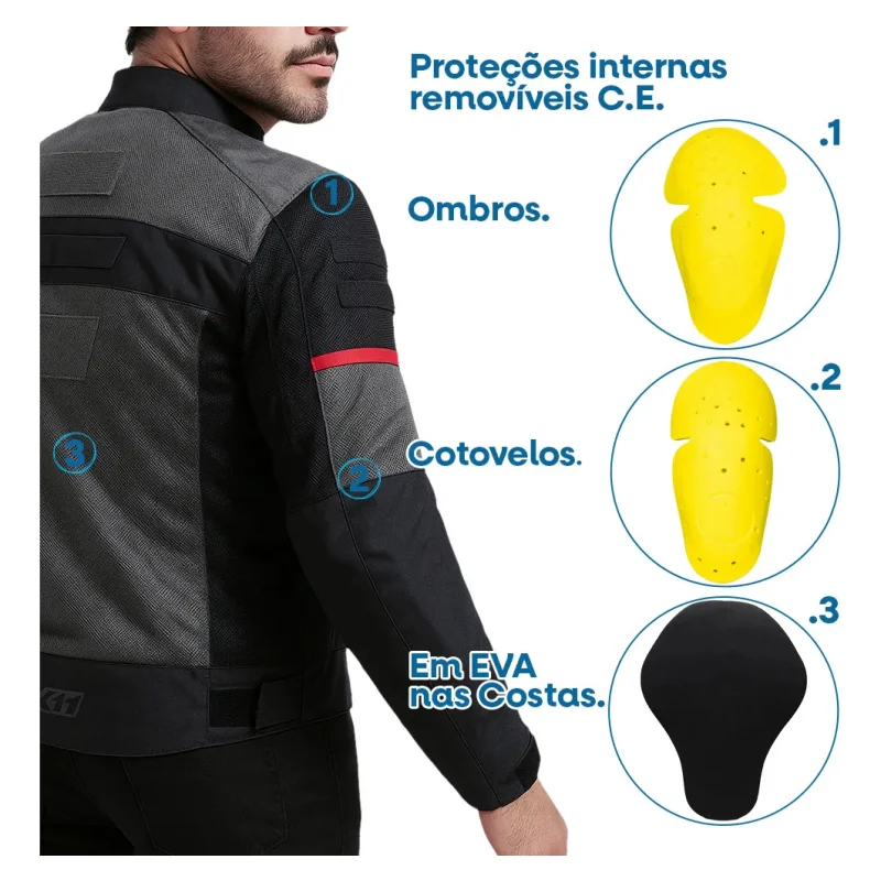 Jaqueta X11 Super Air Masculina Ventilada Com Protecao Ce