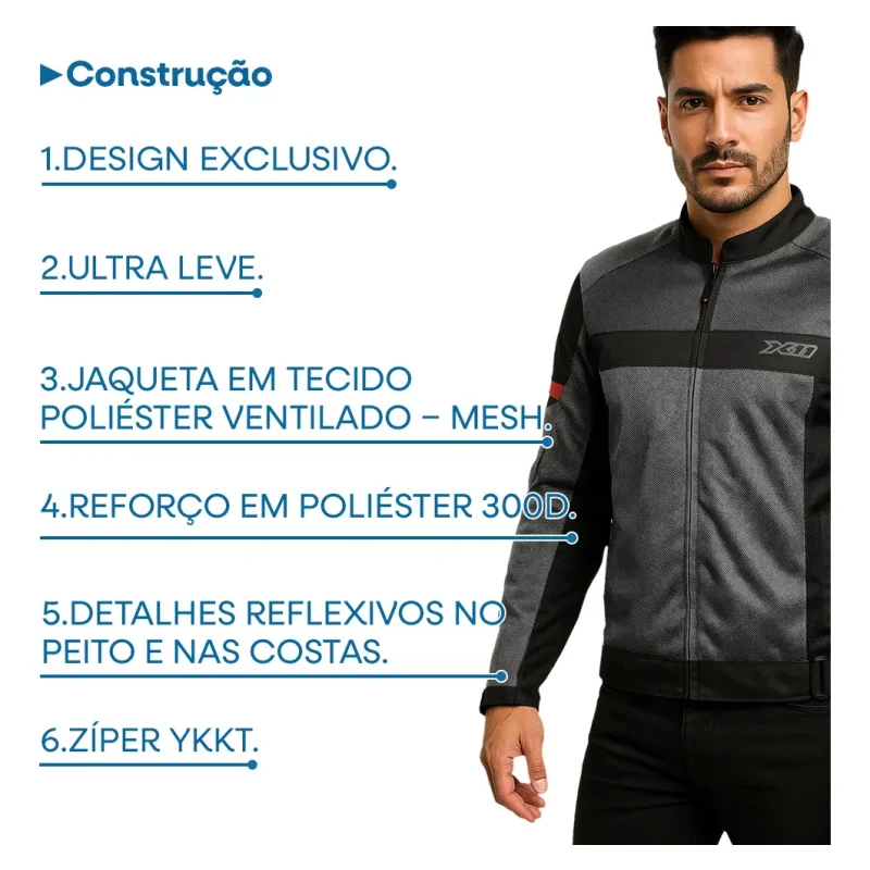 Jaqueta X11 Super Air Masculina Ventilada Com Protecao Ce