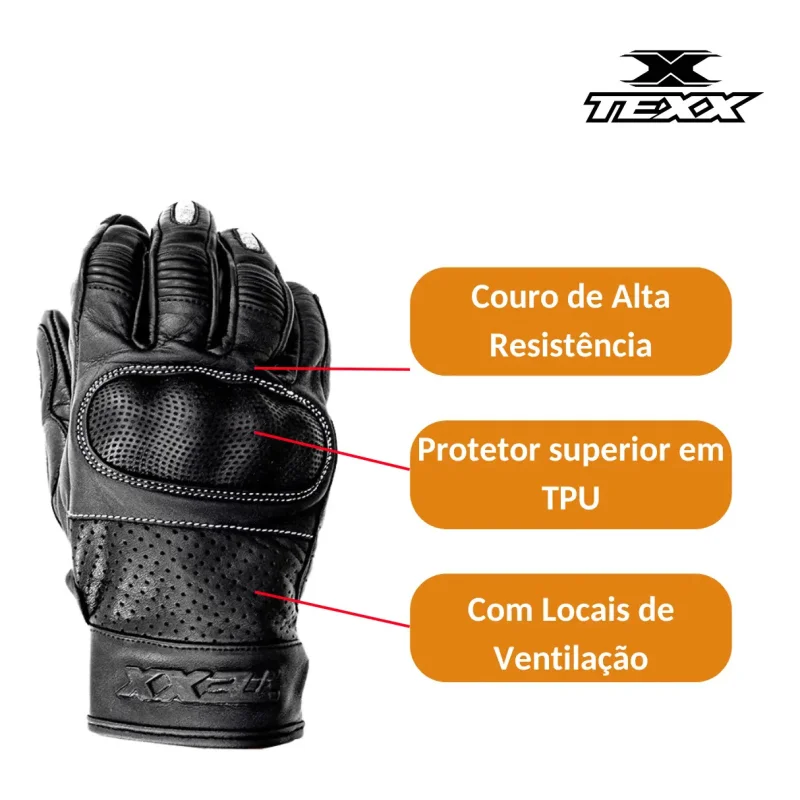 Luva De Couro Motociclista Texx Liberty