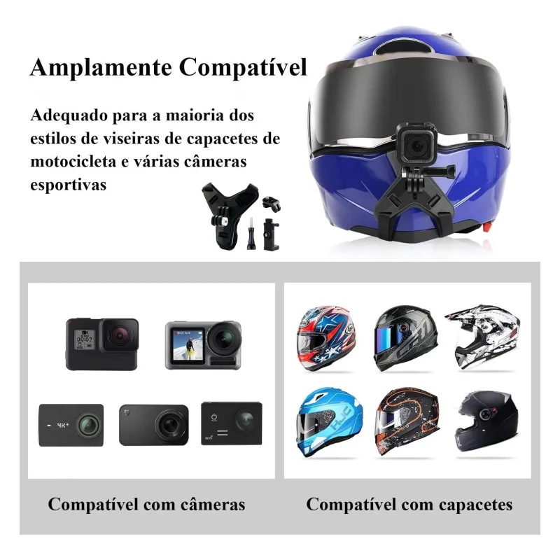 Suporte Para Camera E Celular Em Capacete De Moto
