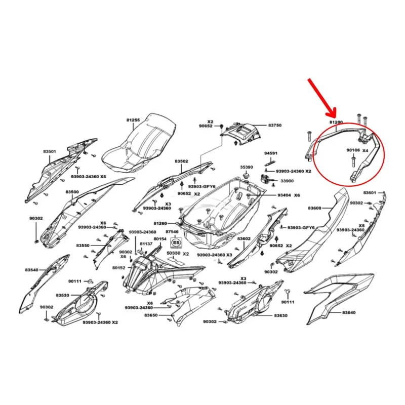 Alca Traseira Preto Fosco Kymco Ak 550 Premium Original