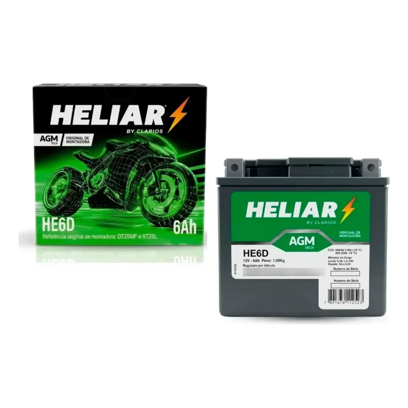 Bateria Heliar Htz6l Agm 12v 5ah Para Motos