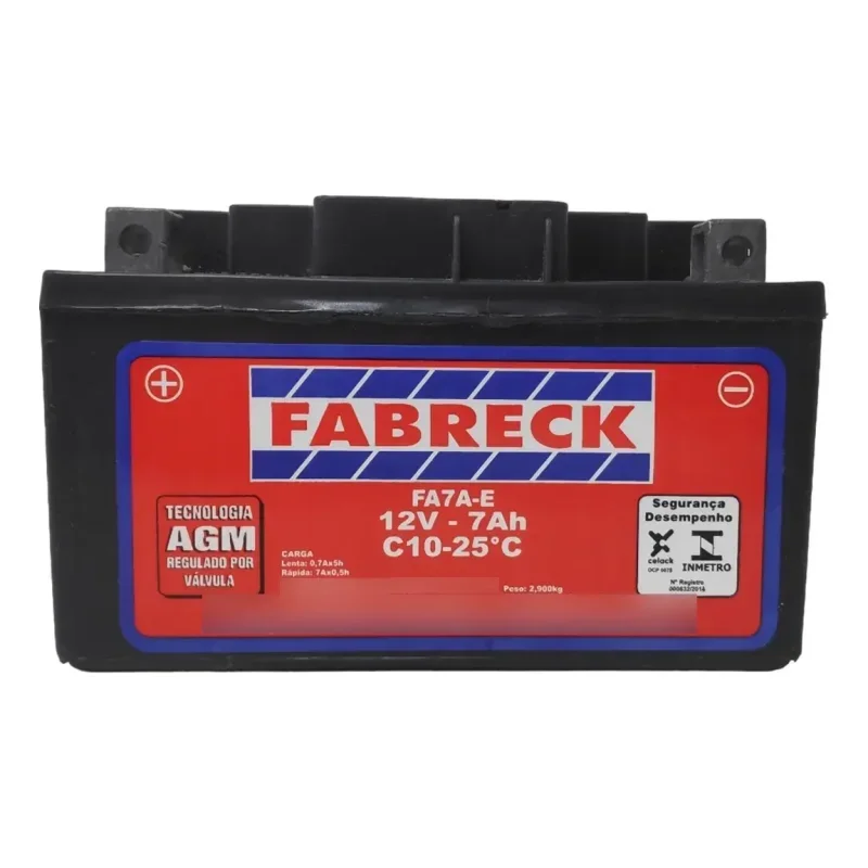 Bateria Moto Selada 12V 7Ah Fabreck Haojue Lindy 125