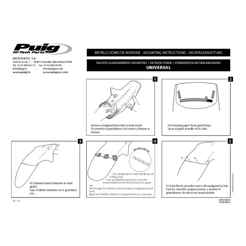 Extensor De Para Lama Dianteiro Puig Para Kimco Ak550 Preto Fosco