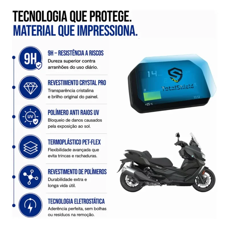 Pelicula Protetora Painel Tft Bmw C 400 X 2025 2026 Totalshield