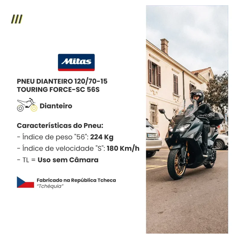 Pneu Scooter Mitas 12070 15 Touring Force Sc 56s Dianteiro