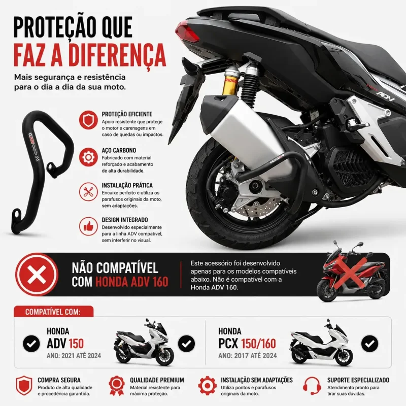 Protetor De Escapamento Aco Carbono Pcx 150 160 Adv 150