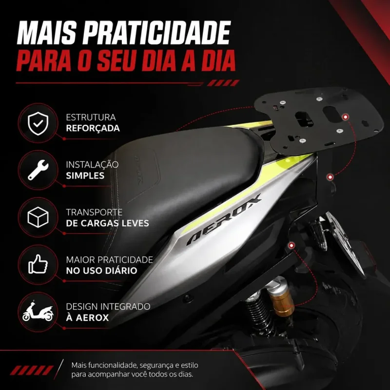 Suporte Bagageiro Yamaha Aerox Para Bau Ate 45l