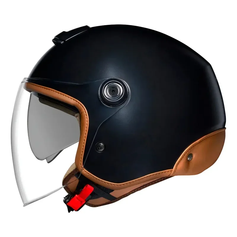 Capacete Aberto Nexx Y.10 Midtown Preto e Caramelo com Viseira Solar