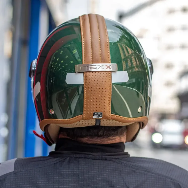 Capacete Aberto Nexx Y10 Midtown Verde E Caramelo Com Viseira Solar