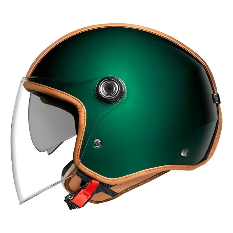 Capacete Aberto Nexx Y.10 Midtown Verde e Caramelo com Viseira Solar