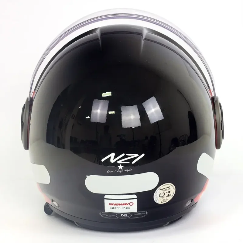 Capacete Aberto Nzi Ringway Skyline Preto E Branco Com Viseira Solar